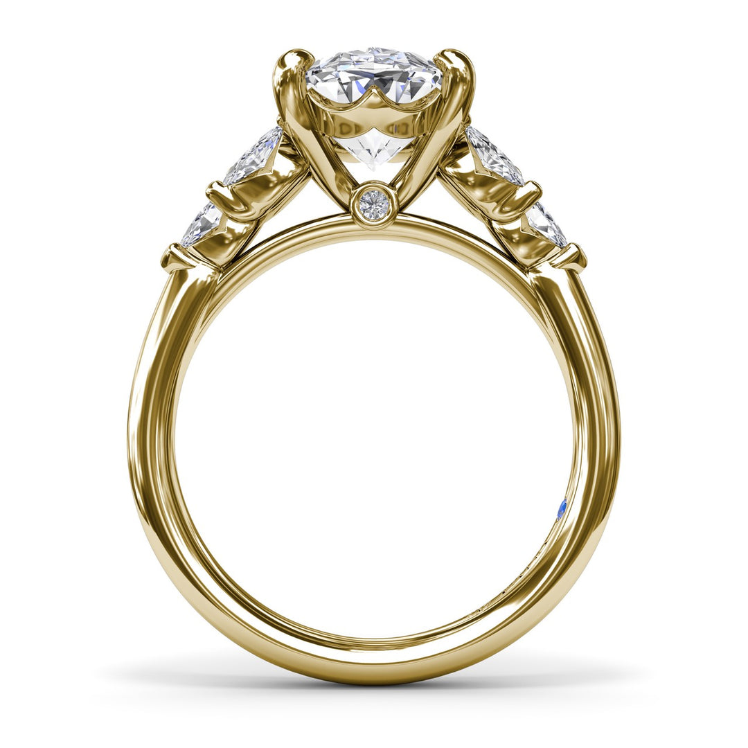 Oval Diamond Engagement Ring with Marquise Side Stones