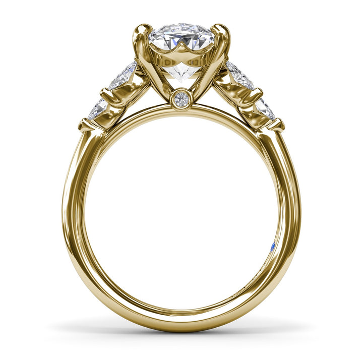Oval Diamond Engagement Ring with Marquise Side Stones