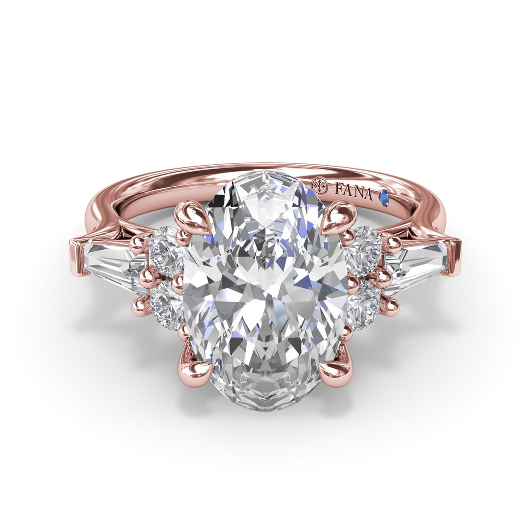 Oval Diamond Engagement Ring with Tapered Baguettes