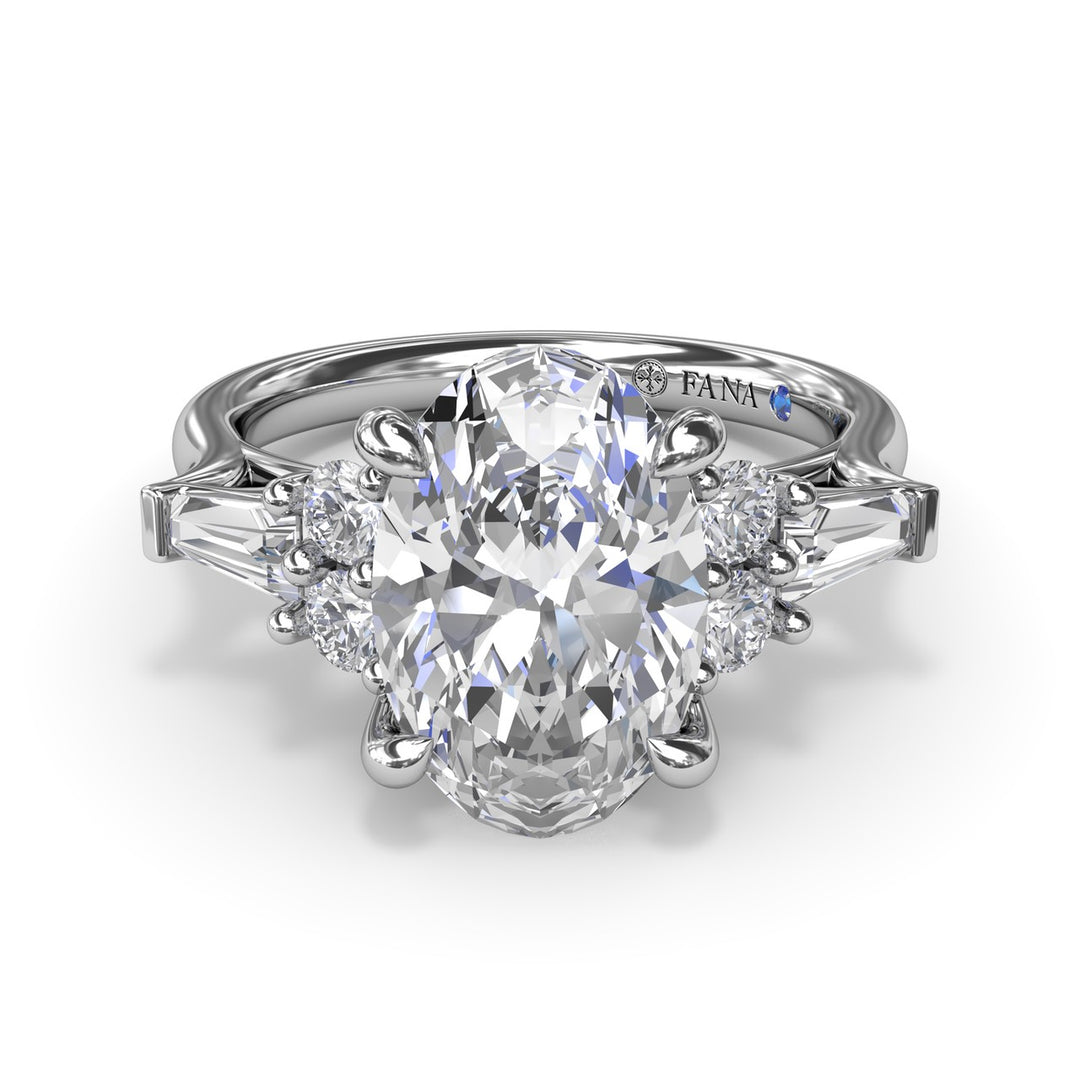 Oval Diamond Engagement Ring with Tapered Baguettes
