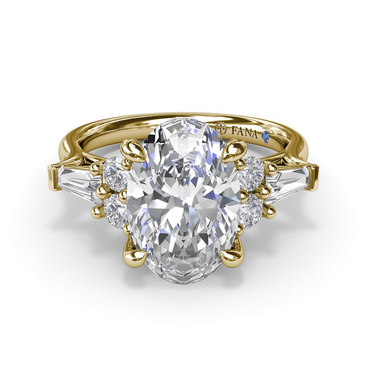 Oval Diamond Engagement Ring with Tapered Baguettes