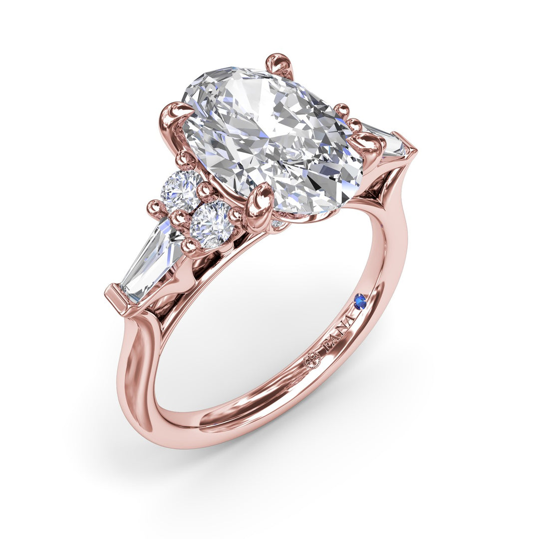 Oval Diamond Engagement Ring with Tapered Baguettes
