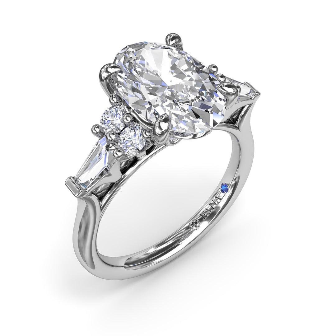Oval Diamond Engagement Ring with Tapered Baguettes