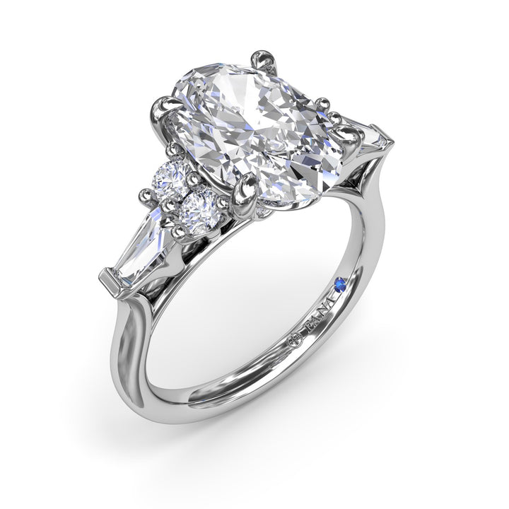 Oval Diamond Engagement Ring with Tapered Baguettes