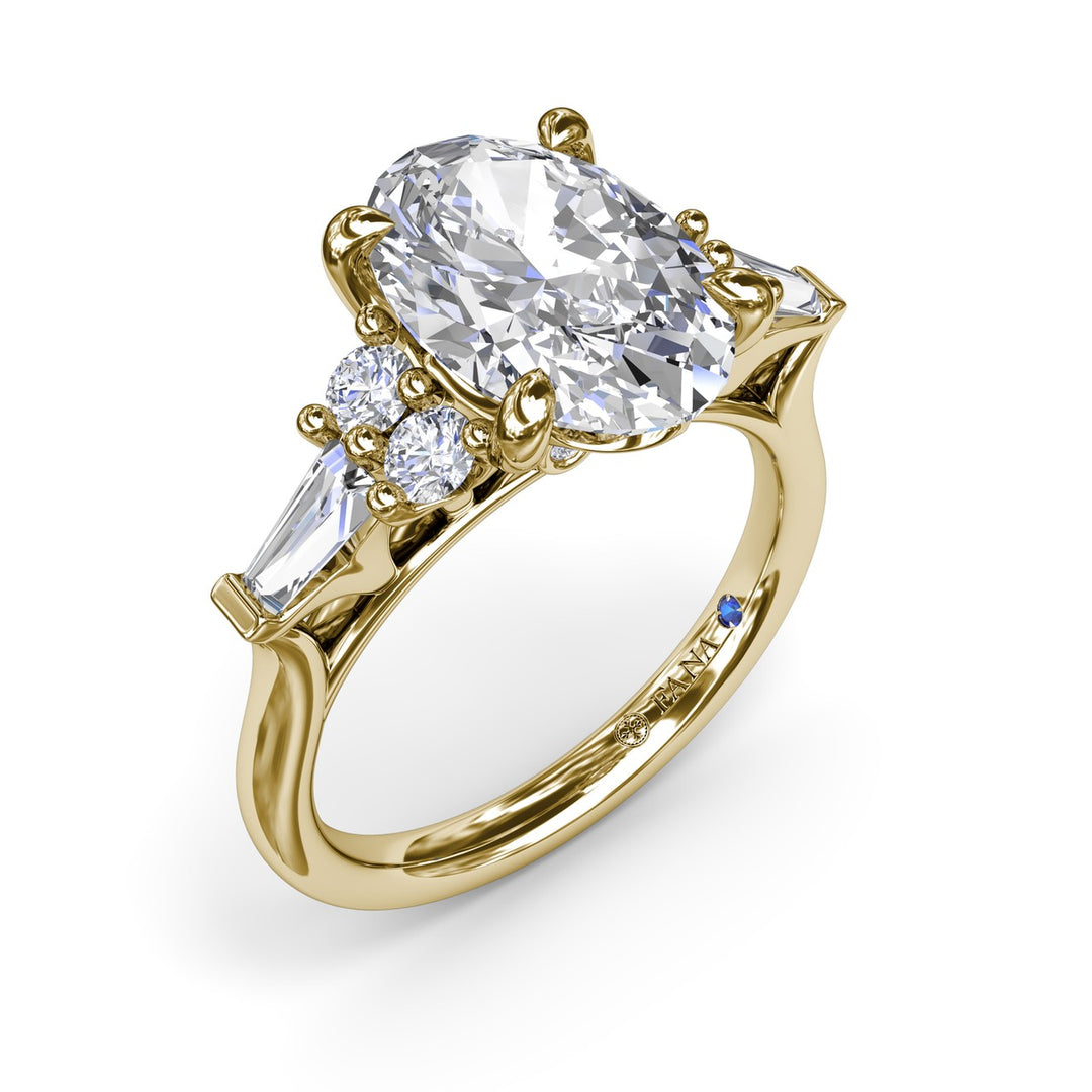 Oval Diamond Engagement Ring with Tapered Baguettes