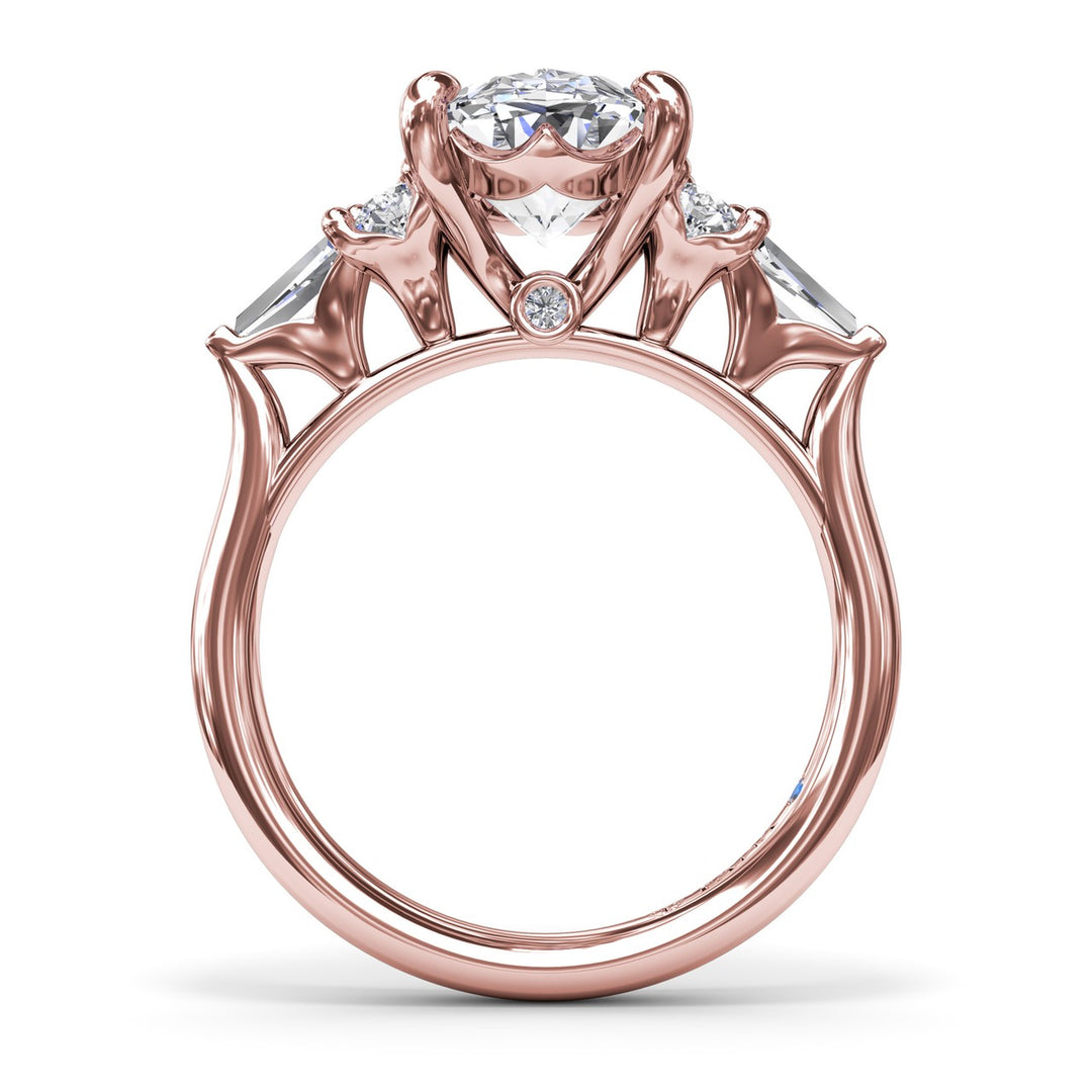 Oval Diamond Engagement Ring with Tapered Baguettes