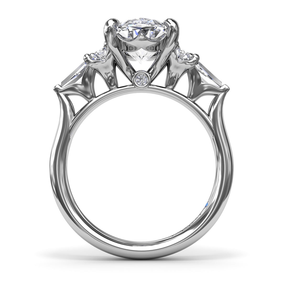 Oval Diamond Engagement Ring with Tapered Baguettes