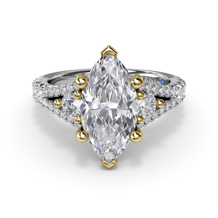 Split Shank Marquise Diamond Engagement Ring