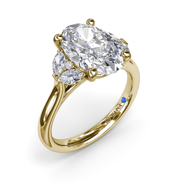 Marquise and Round Side-Stone Engagement Ring