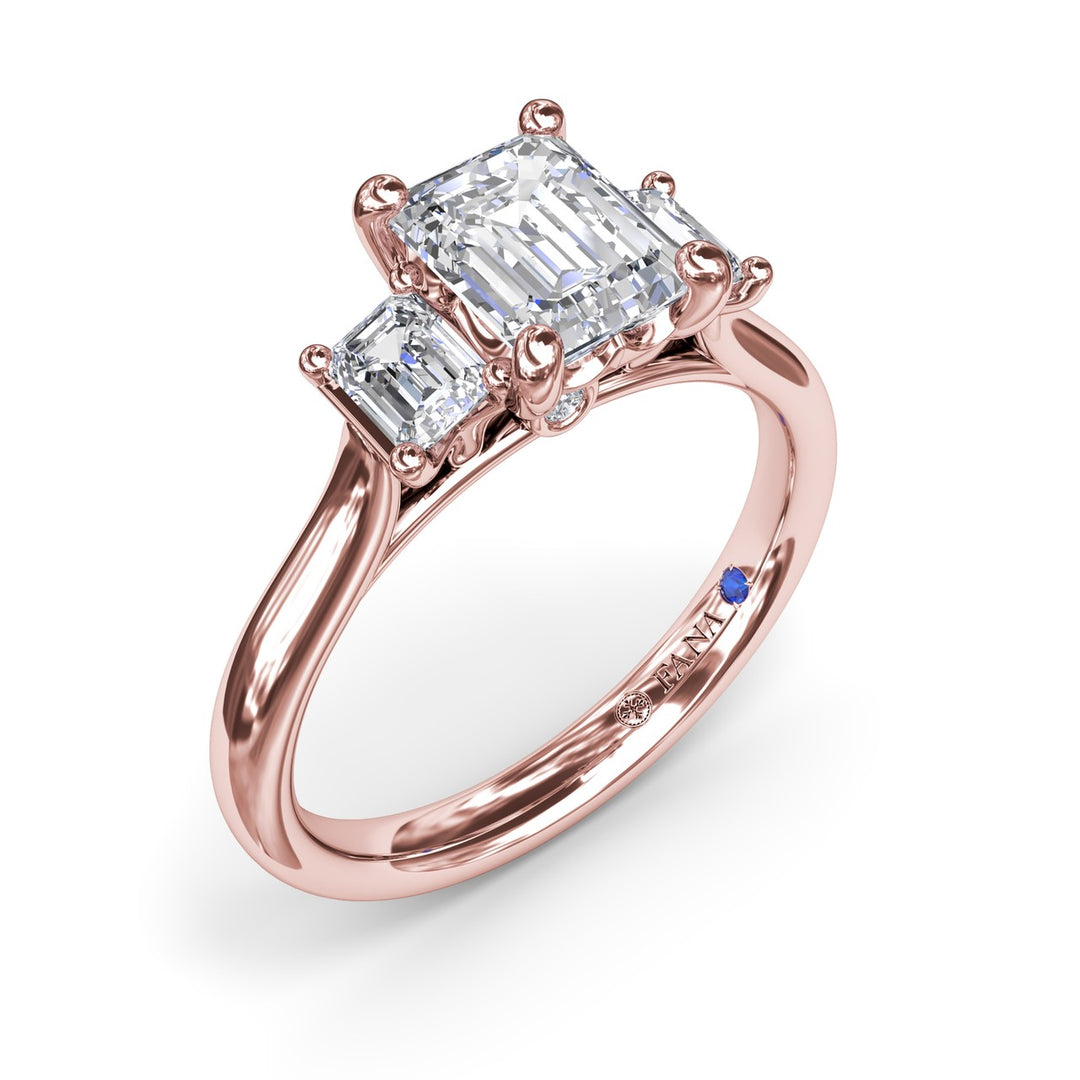 Three-Stone Emerald-Cut Engagement Ring