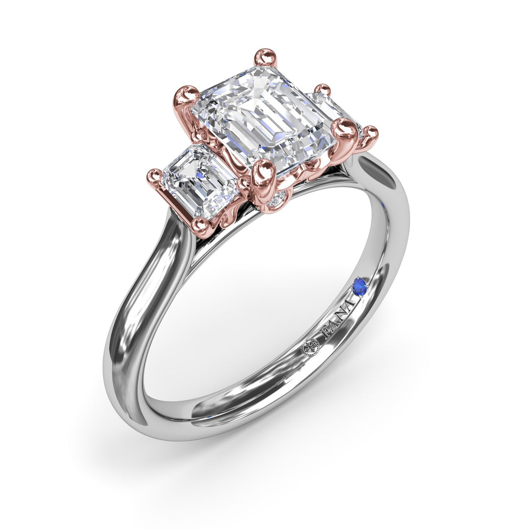Three-Stone Emerald-Cut Engagement Ring