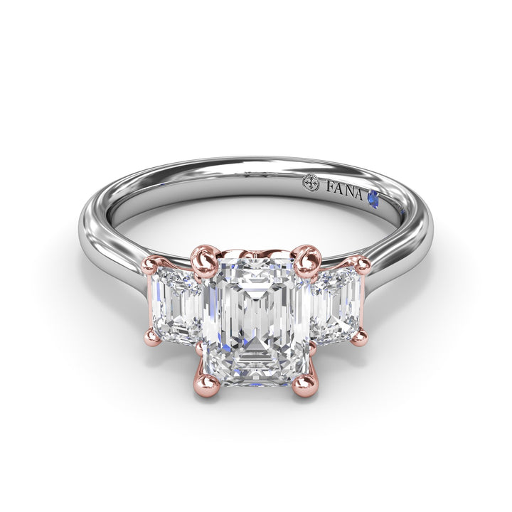 Three-Stone Emerald-Cut Engagement Ring