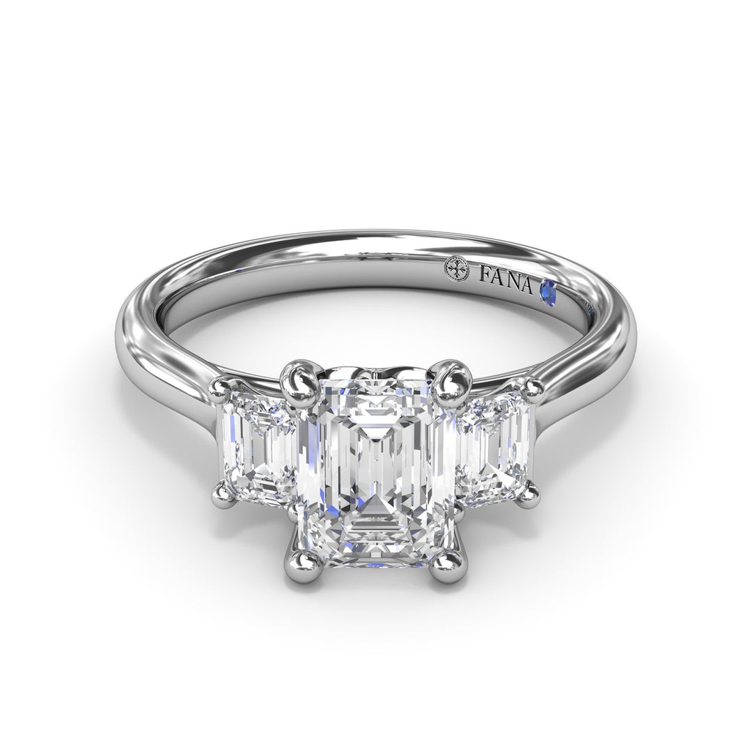Three-Stone Emerald-Cut Engagement Ring