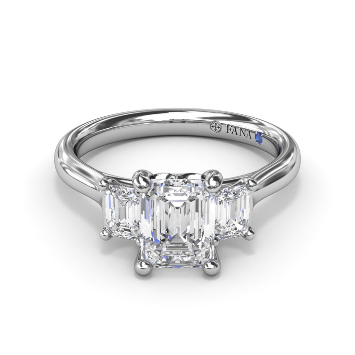 Three-Stone Emerald-Cut Engagement Ring