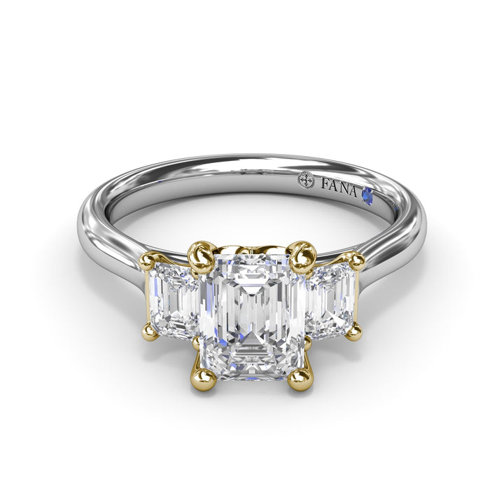 Three-Stone Emerald-Cut Engagement Ring