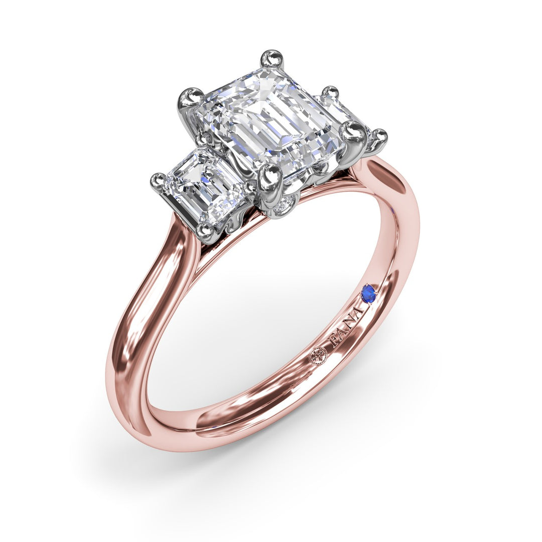 Three-Stone Emerald-Cut Engagement Ring