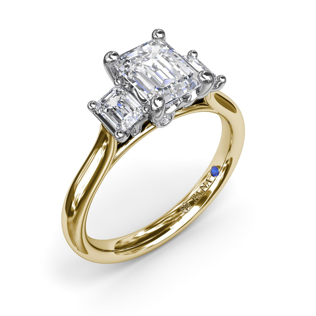 Three-Stone Emerald-Cut Engagement Ring