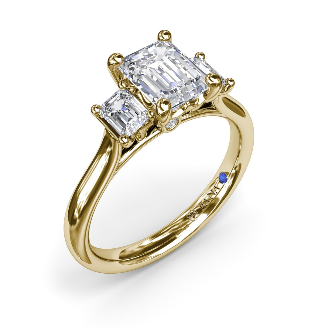 Three-Stone Emerald-Cut Engagement Ring