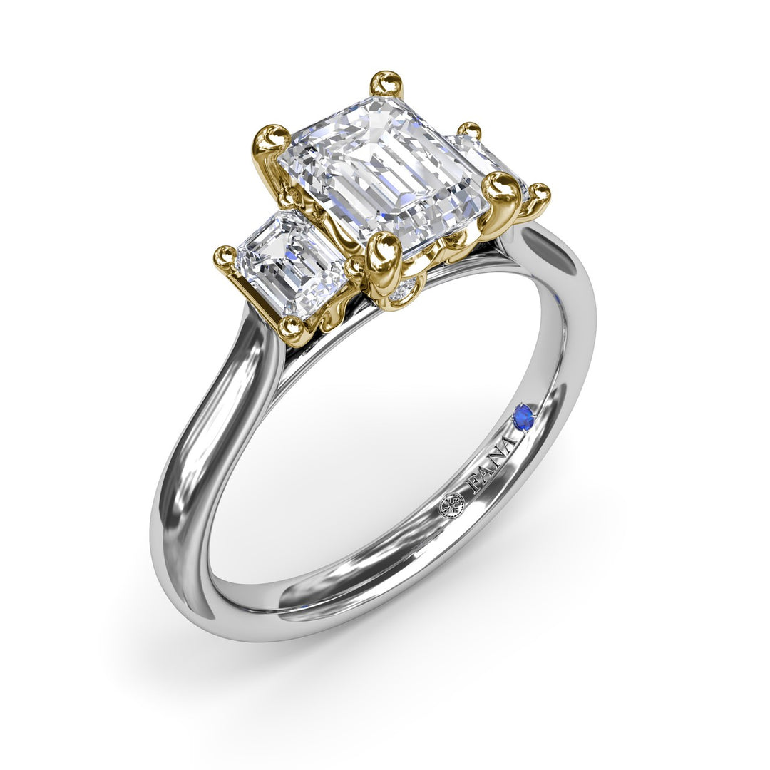 Three-Stone Emerald-Cut Engagement Ring