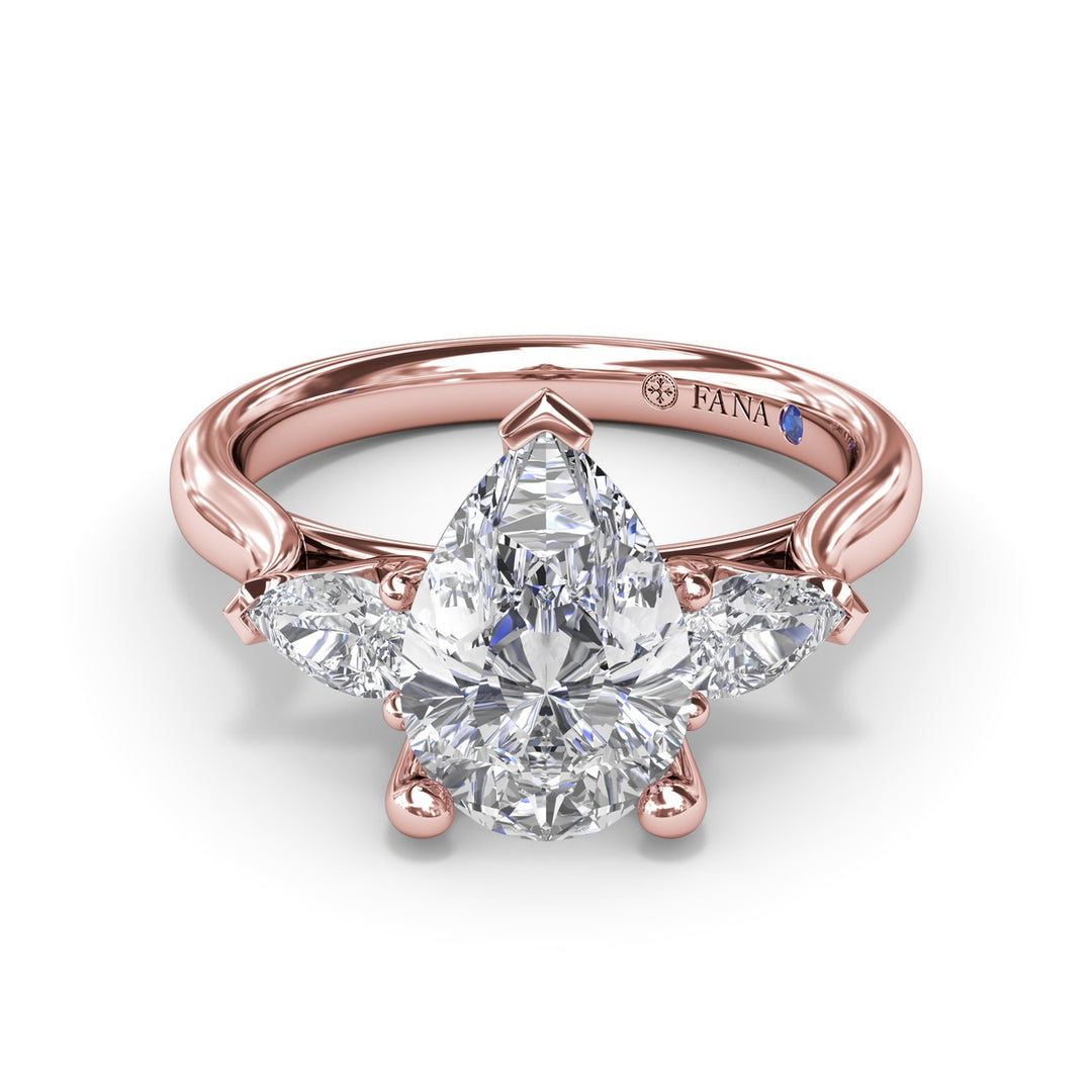 Three-Stone Pear Diamond Engagement Ring