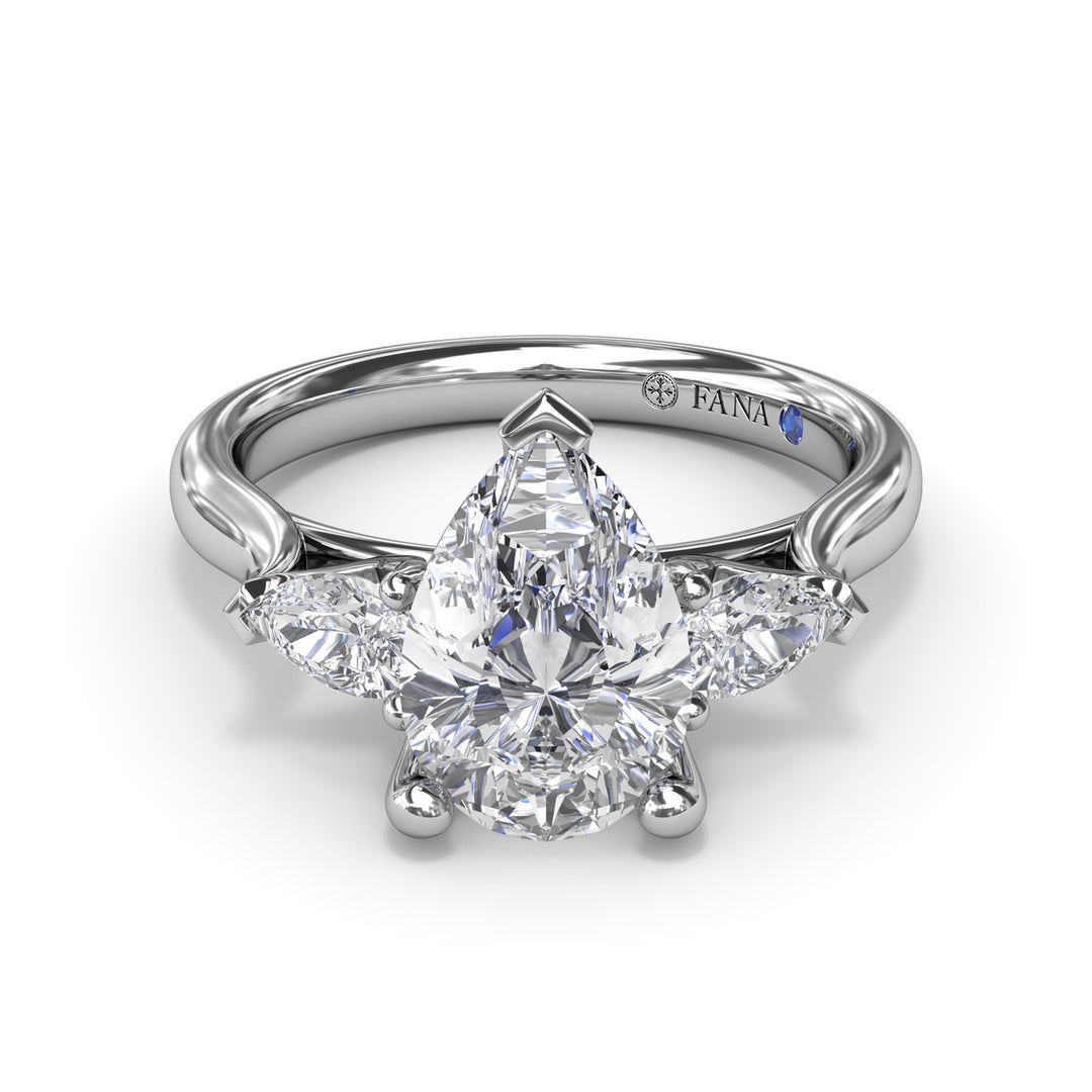 Three-Stone Pear Diamond Engagement Ring