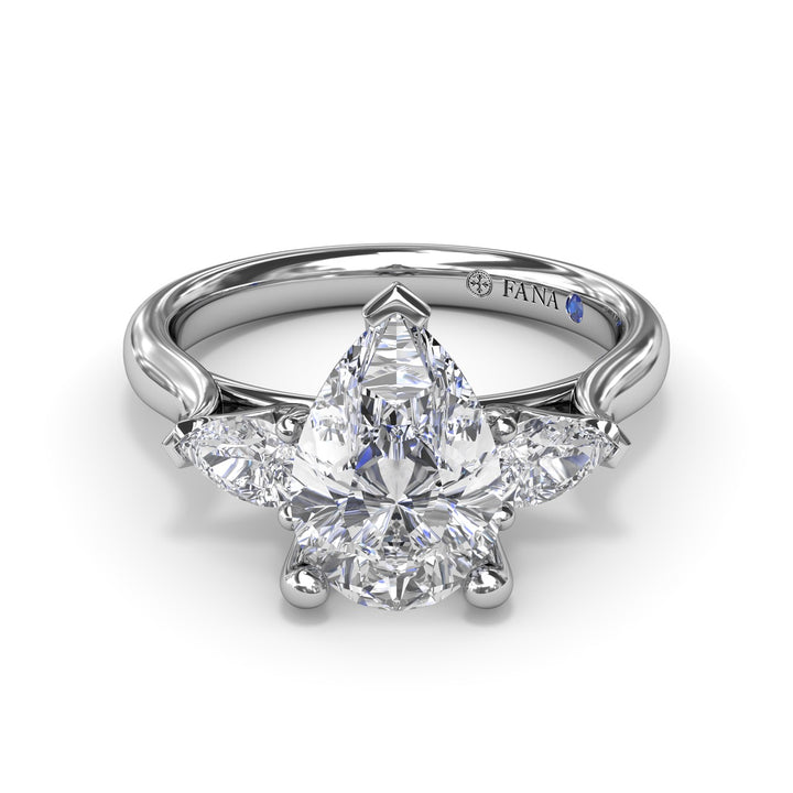 Three-Stone Pear Diamond Engagement Ring