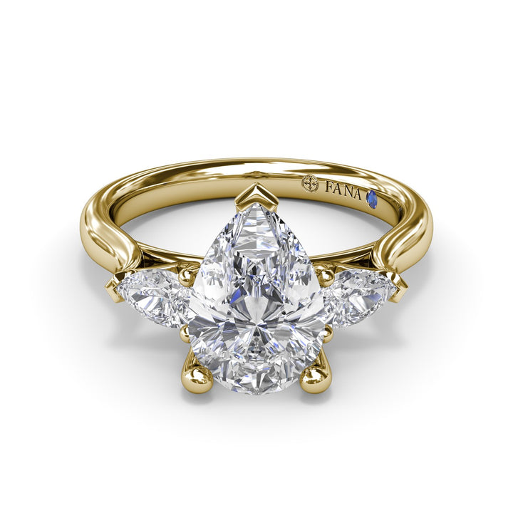 Three-Stone Pear Diamond Engagement Ring