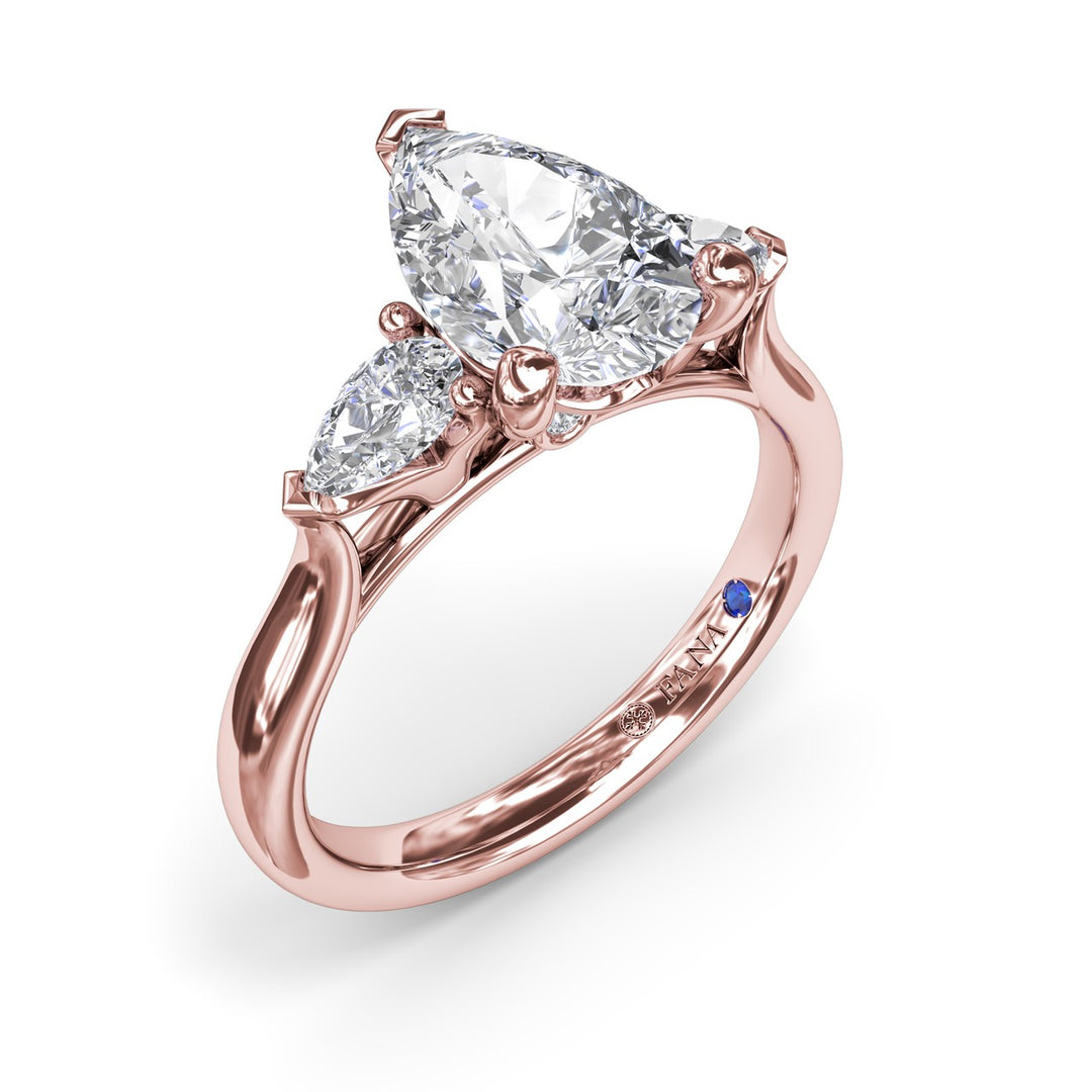 Three-Stone Pear Diamond Engagement Ring