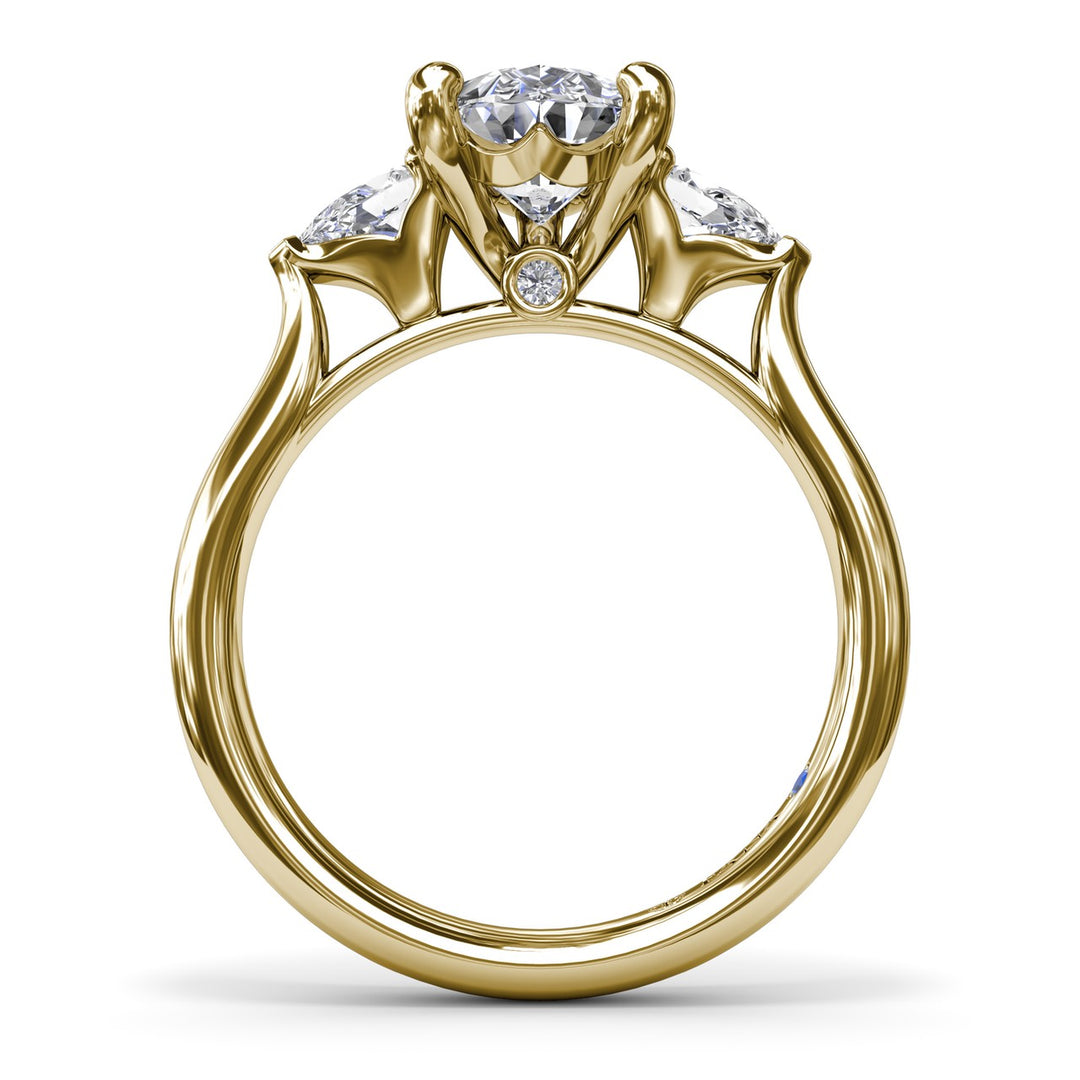 Three-Stone Pear Diamond Engagement Ring