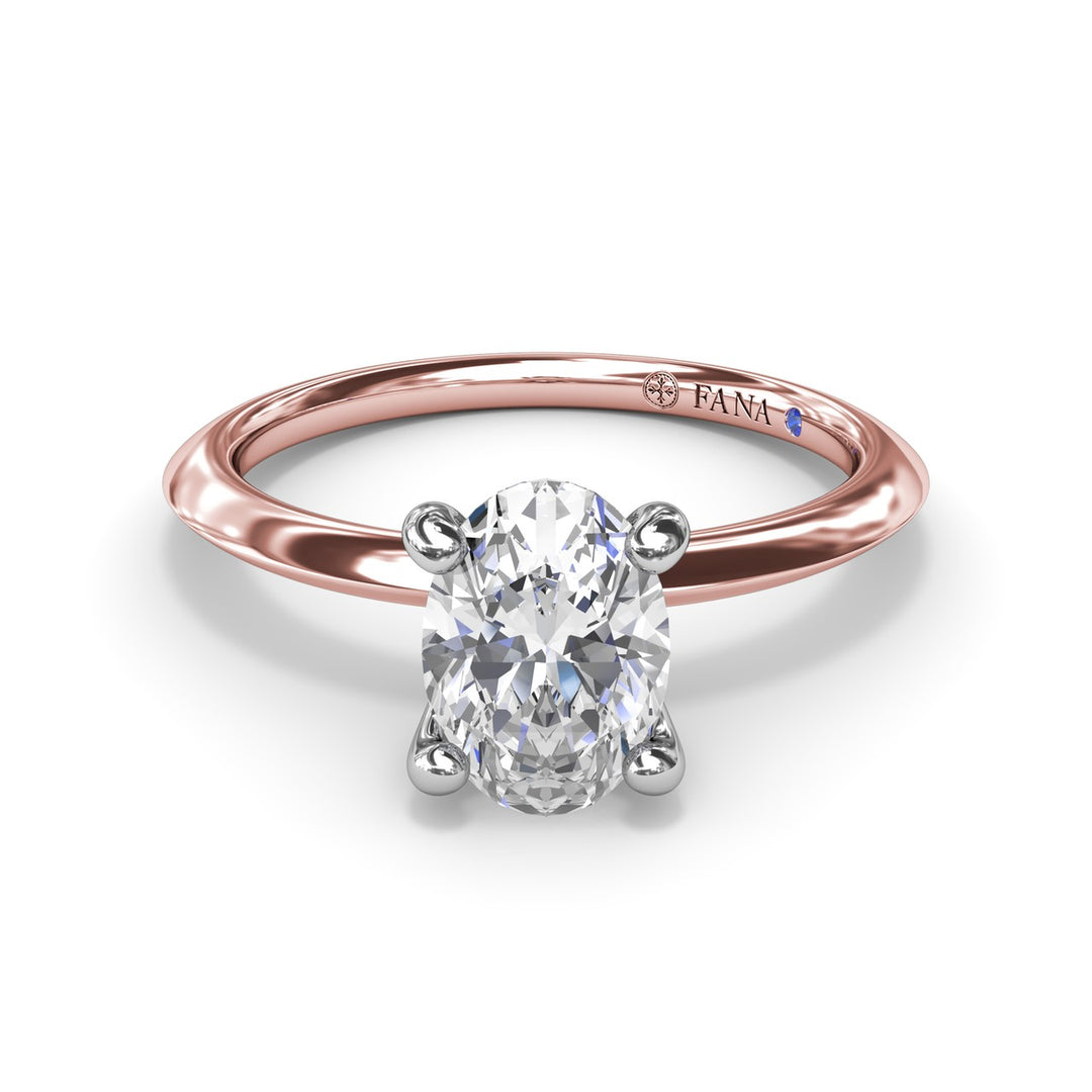 Two-Toned Solitaire Knife-Edge Diamond Engagement Ring