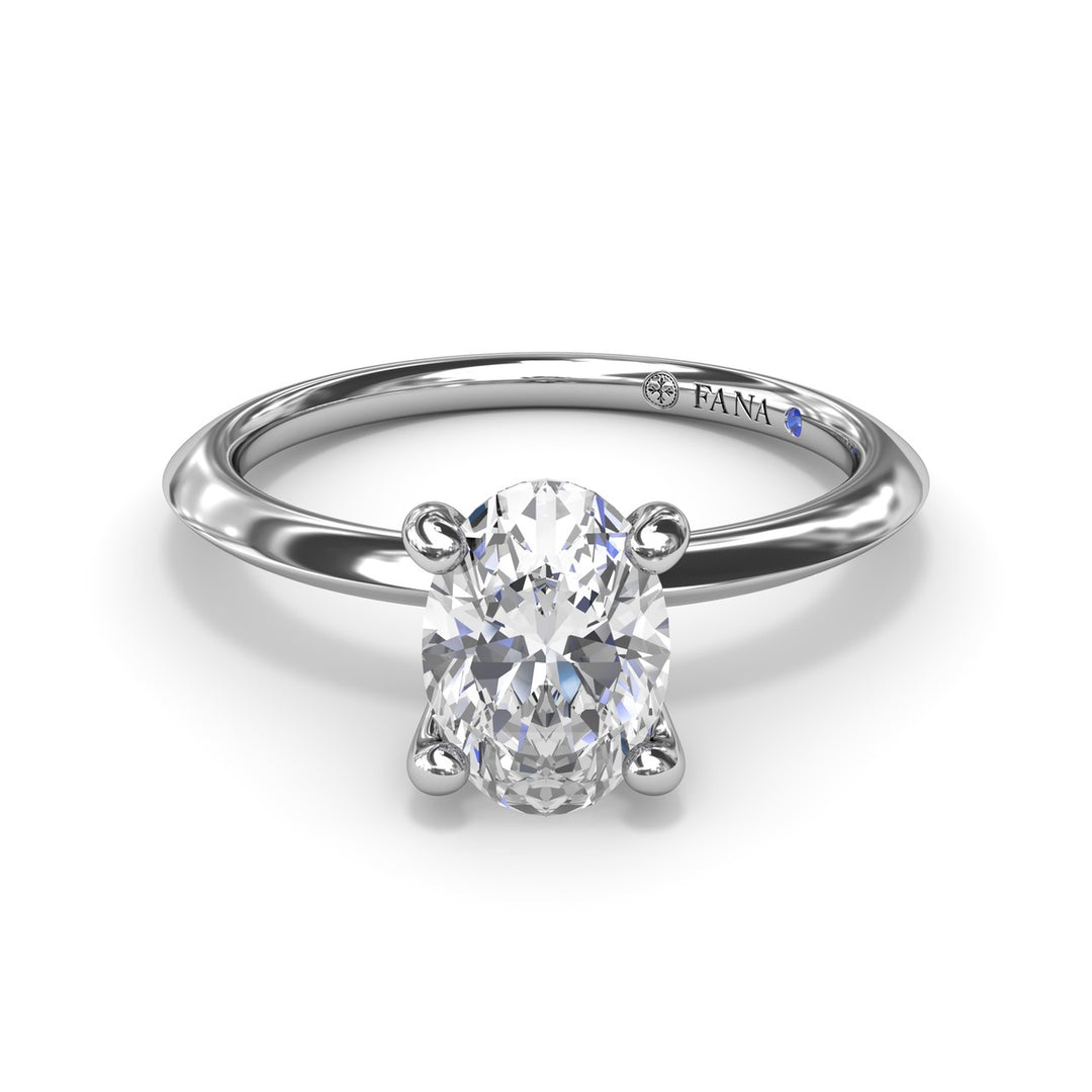 Two-Toned Solitaire Knife-Edge Diamond Engagement Ring