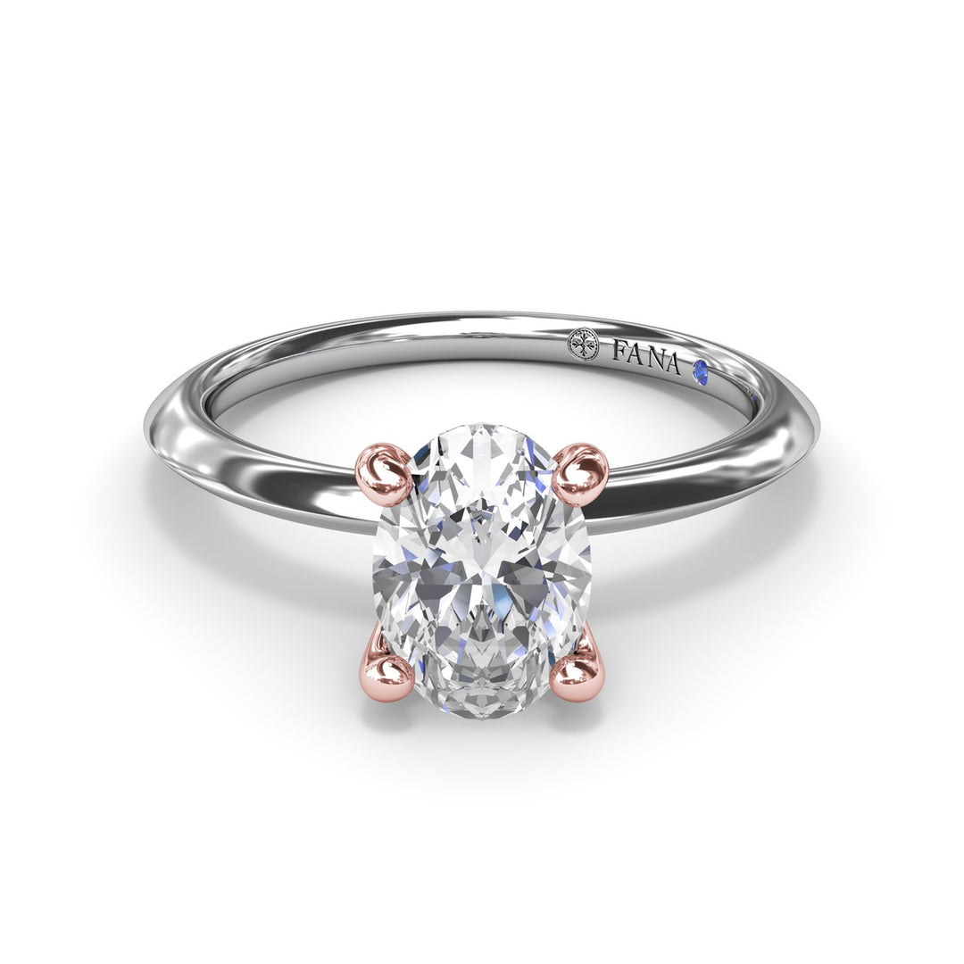 Two-Toned Solitaire Knife-Edge Diamond Engagement Ring