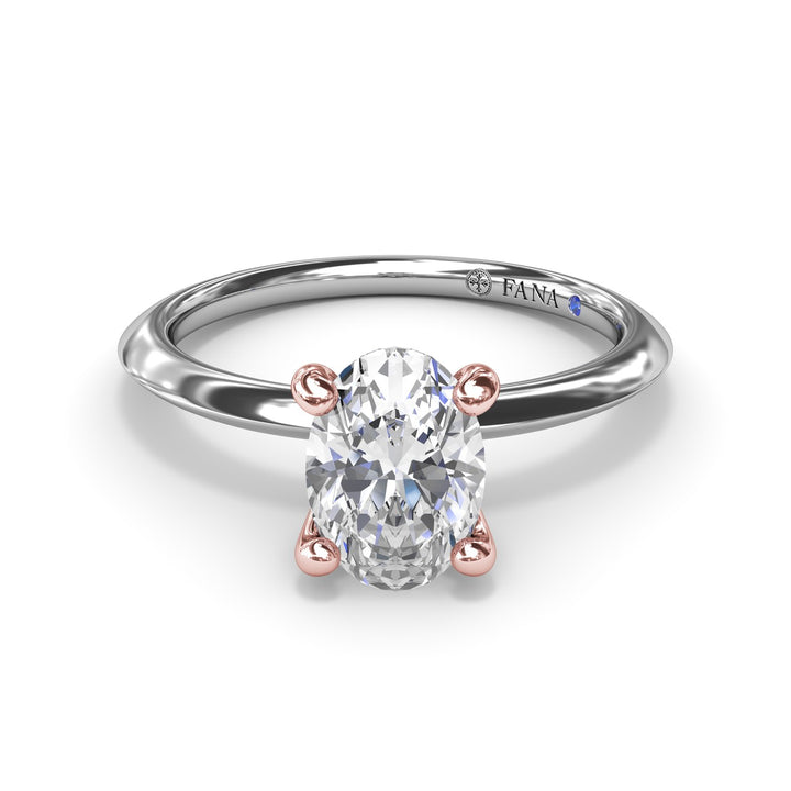 Two-Toned Solitaire Knife-Edge Diamond Engagement Ring