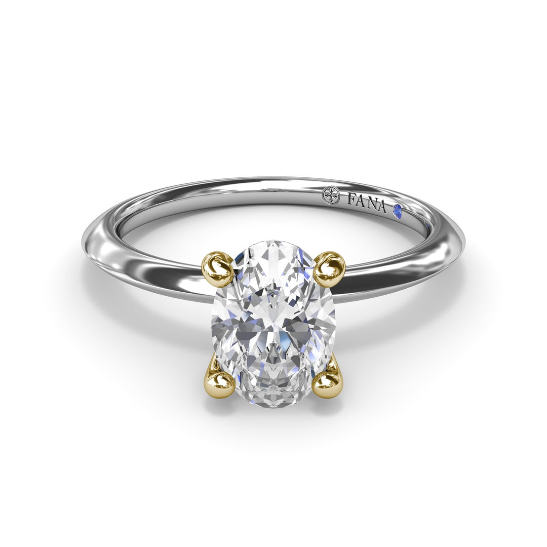 Two-Toned Solitaire Knife-Edge Diamond Engagement Ring