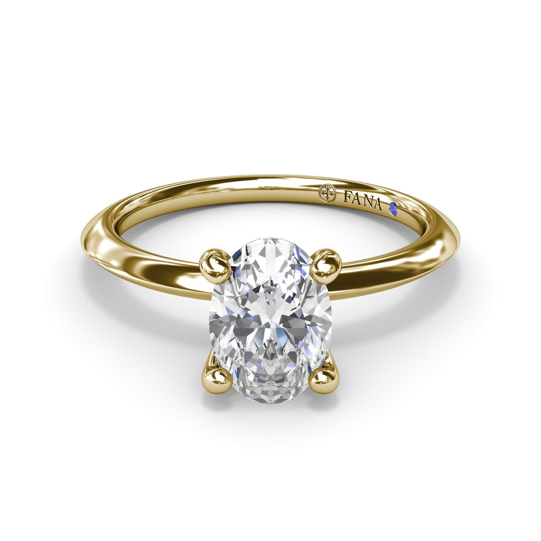 Two-Toned Solitaire Knife-Edge Diamond Engagement Ring
