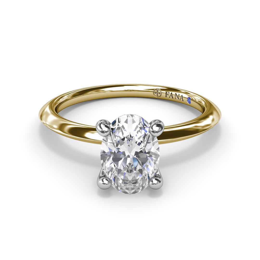 Two-Toned Solitaire Knife-Edge Diamond Engagement Ring