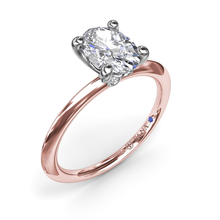 Two-Toned Solitaire Knife-Edge Diamond Engagement Ring