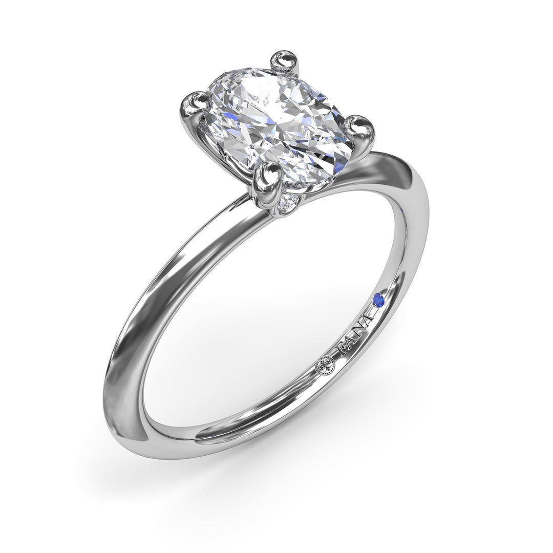 Two-Toned Solitaire Knife-Edge Diamond Engagement Ring