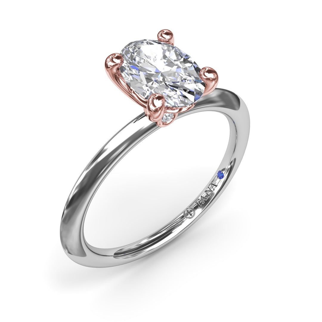 Two-Toned Solitaire Knife-Edge Diamond Engagement Ring