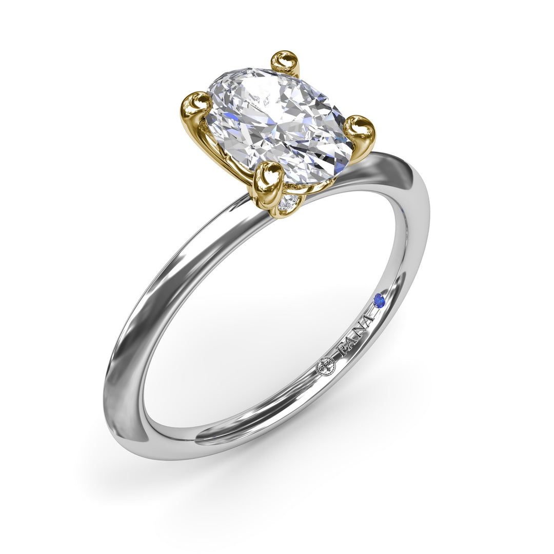 Two-Toned Solitaire Knife-Edge Diamond Engagement Ring