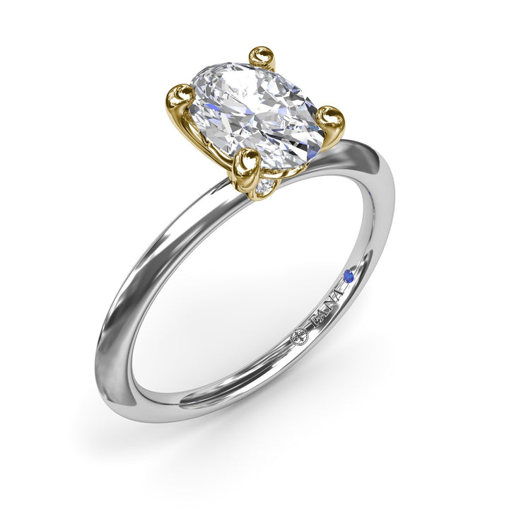 Two-Toned Solitaire Knife-Edge Diamond Engagement Ring