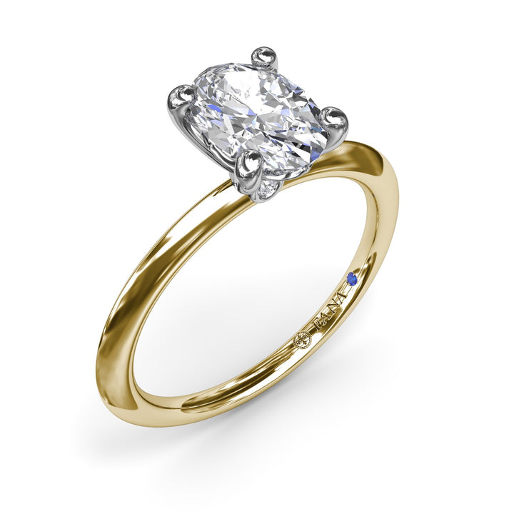 Two-Toned Solitaire Knife-Edge Diamond Engagement Ring
