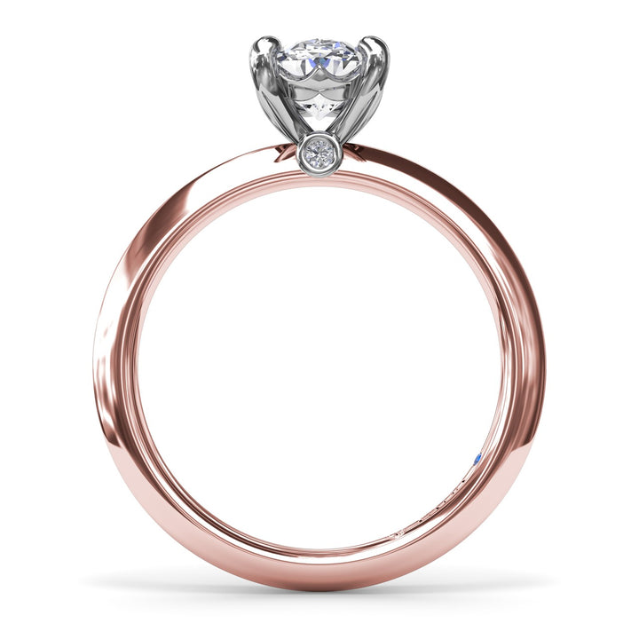 Two-Toned Solitaire Knife-Edge Diamond Engagement Ring