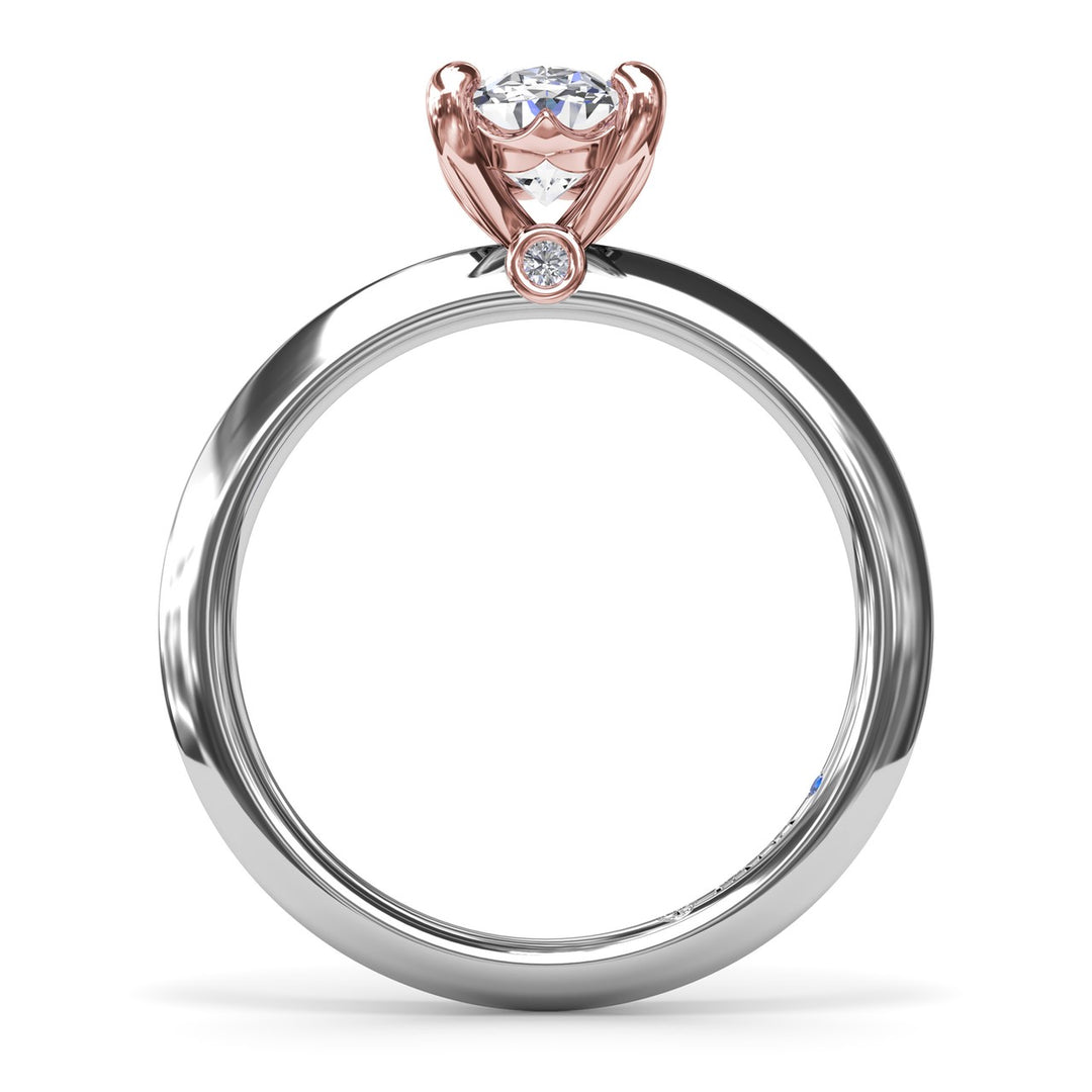 Two-Toned Solitaire Knife-Edge Diamond Engagement Ring