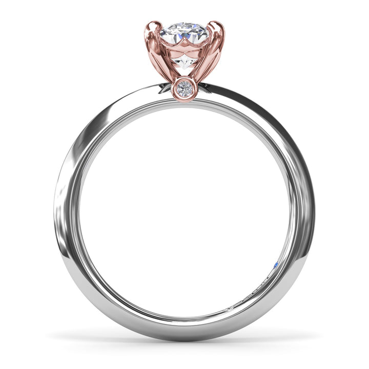Two-Toned Solitaire Knife-Edge Diamond Engagement Ring