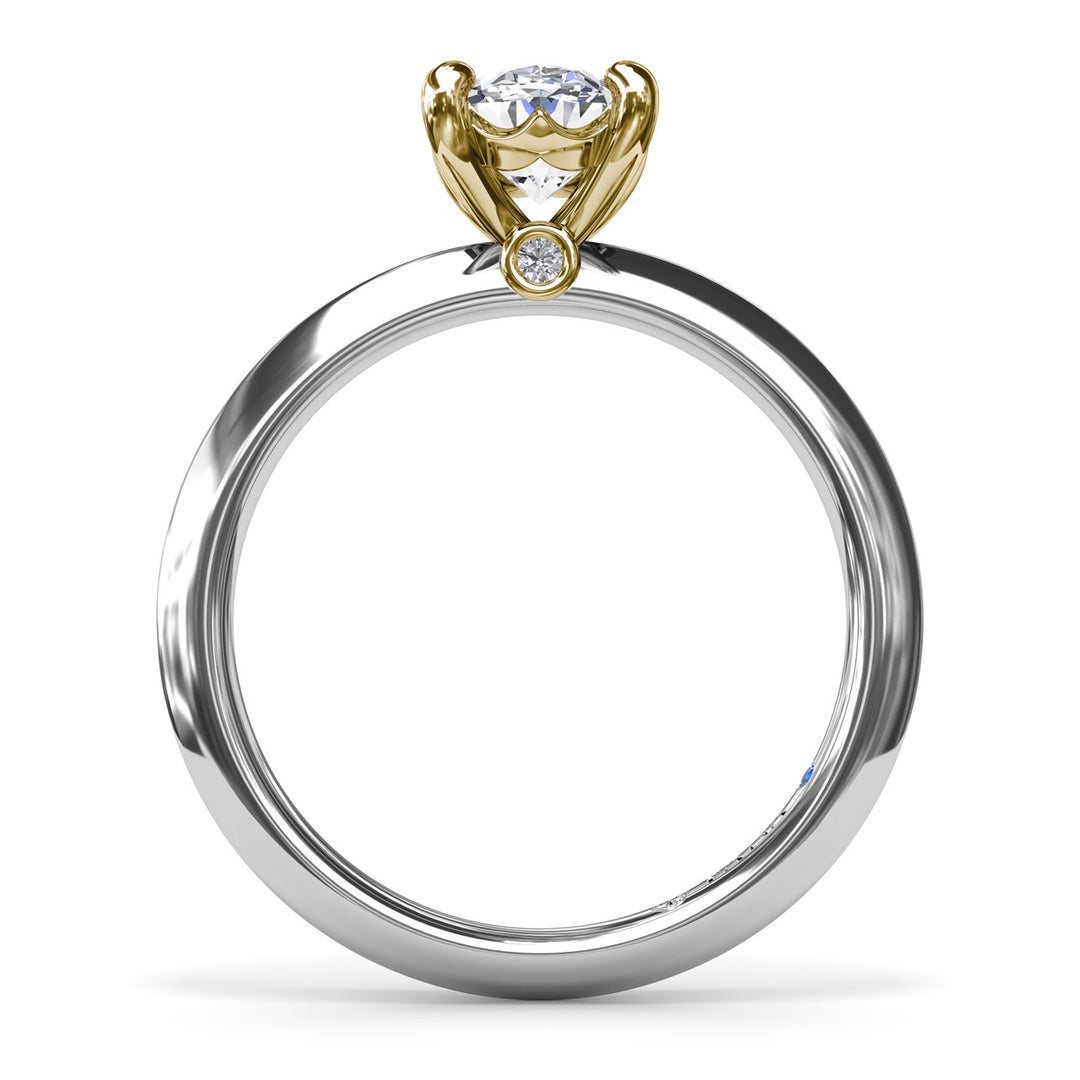 Two-Toned Solitaire Knife-Edge Diamond Engagement Ring