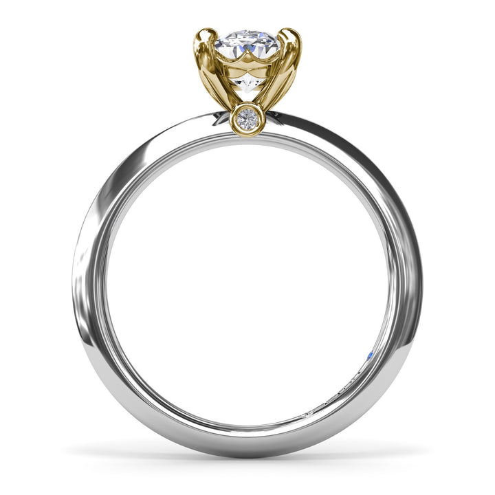 Two-Toned Solitaire Knife-Edge Diamond Engagement Ring