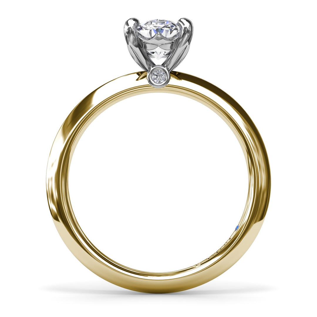 Two-Toned Solitaire Knife-Edge Diamond Engagement Ring