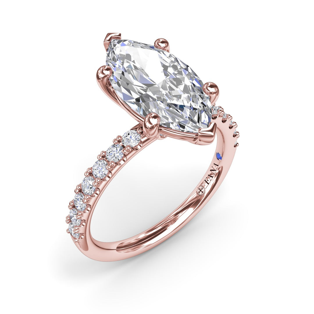 Classic Pave Marquise Diamond Engagement Ring