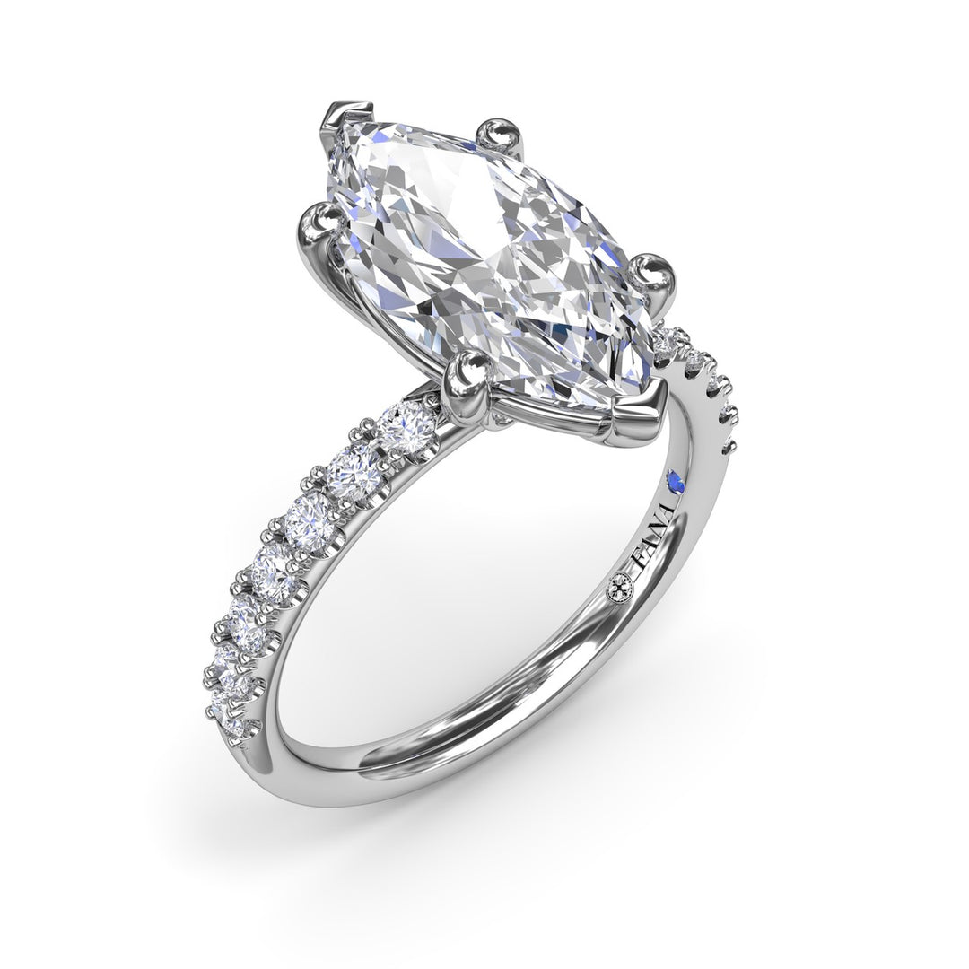 Classic Pave Marquise Diamond Engagement Ring
